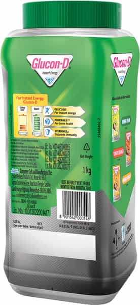 Glucon-D Instant Energy Health Drink Regular - 1Kg Jar (Nycil Cool Herbal 150Gm Free)
