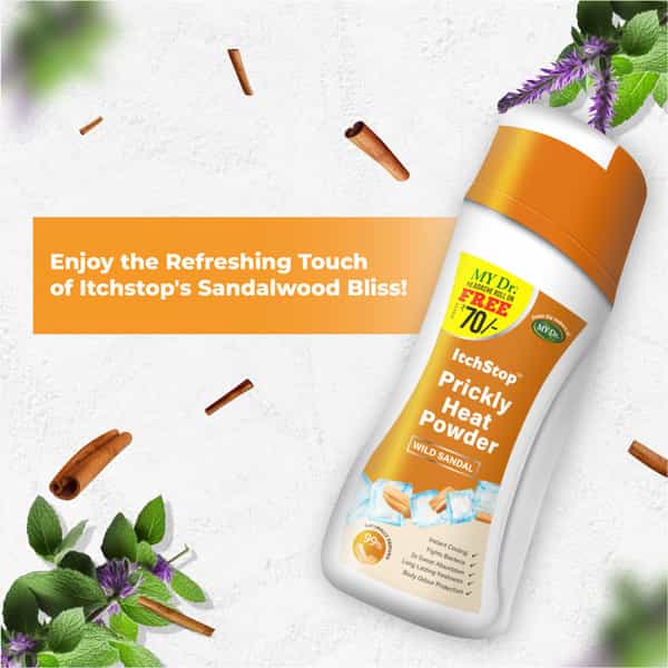 Itchstop Prickly Heat Powder Wild Sandal For Rashes & Sunburn Relief 150G Pack Of 2
