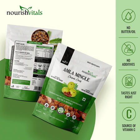 Nourishvitals Healthy Munching Combo | Chatpata Amla Mingle Candy (200gm Each)