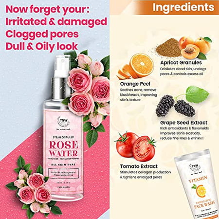 Tnw-The Natural Wash Vitamin C Exfoliating Face Washrose Water For Glowing (Pack Of 2)