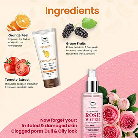 Tnw-The Natural Wash Vitamin C Exfoliating Face Washrose Water For Glowing (Pack Of 2)