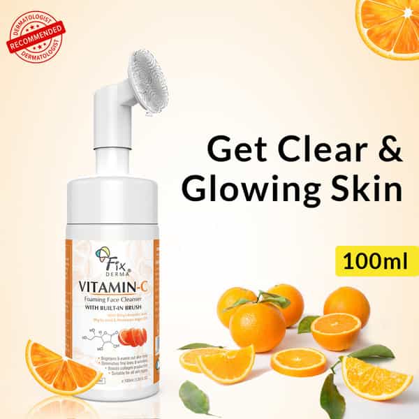 Fixderma 2% Vitamin C Face Wash Foaming Cleanser With Brush - 100Ml