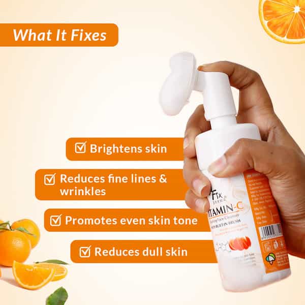 Fixderma 2% Vitamin C Face Wash Foaming Cleanser With Brush - 100Ml