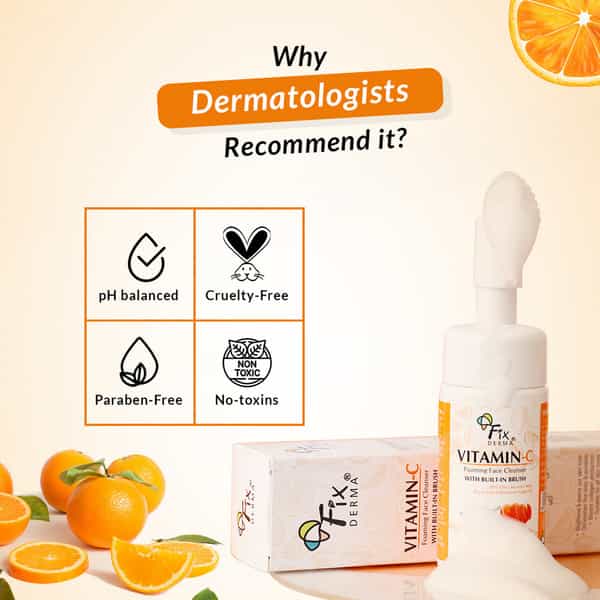 Fixderma 2% Vitamin C Face Wash Foaming Cleanser With Brush - 100Ml