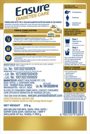 Ensure Diabetes Care Specialized Nutritional Drink Wheat Flavour Box 375 Gm