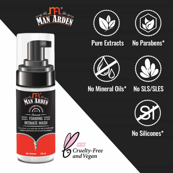 Man Arden Clean Mate Intimate Foaming Wash For Men Ph Balanced Foaming Hygiene Wash Bad Odor 120 Ml