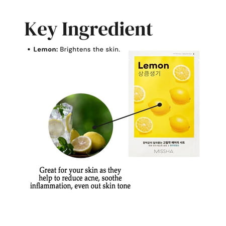 Missha Airy Fit Sheet Mask [Lemon] - Pack Of 5