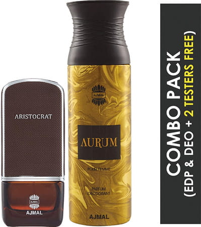 Ajmal Aristocrat Eau De Parfum 75ml Perfume For Men And Aurum Femme Deodorant 200ml For Women