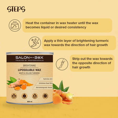 Salon In A Box Brightening Liposoluble Wax For Hair Removal | With White And Yellow Turmeric | 800ml