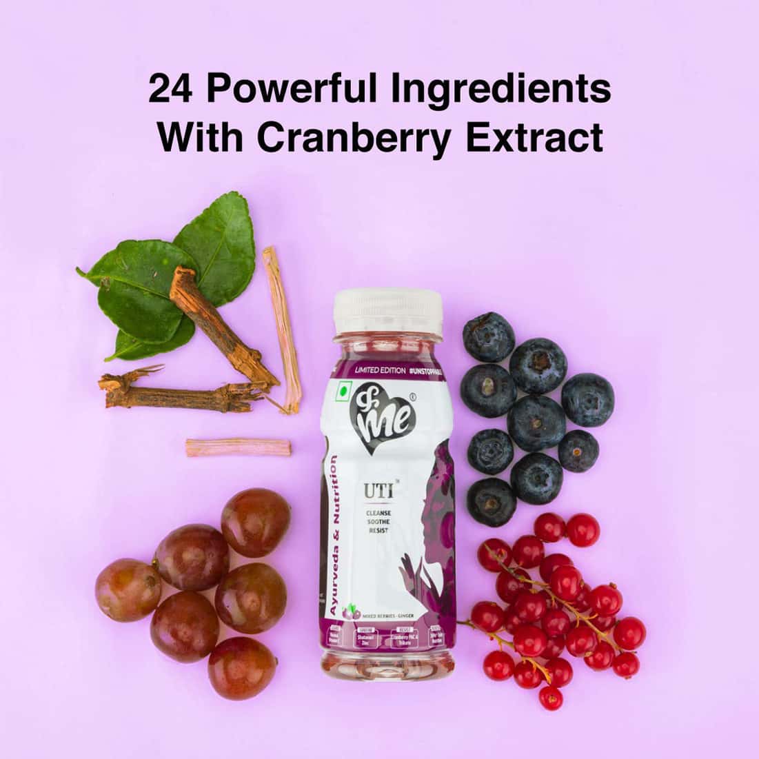 Buy &ME MIXED BERRIES GINGER HERBAL DRINK FOR UTI WITH NO ADDED SUGAR 200 ML Online & Get