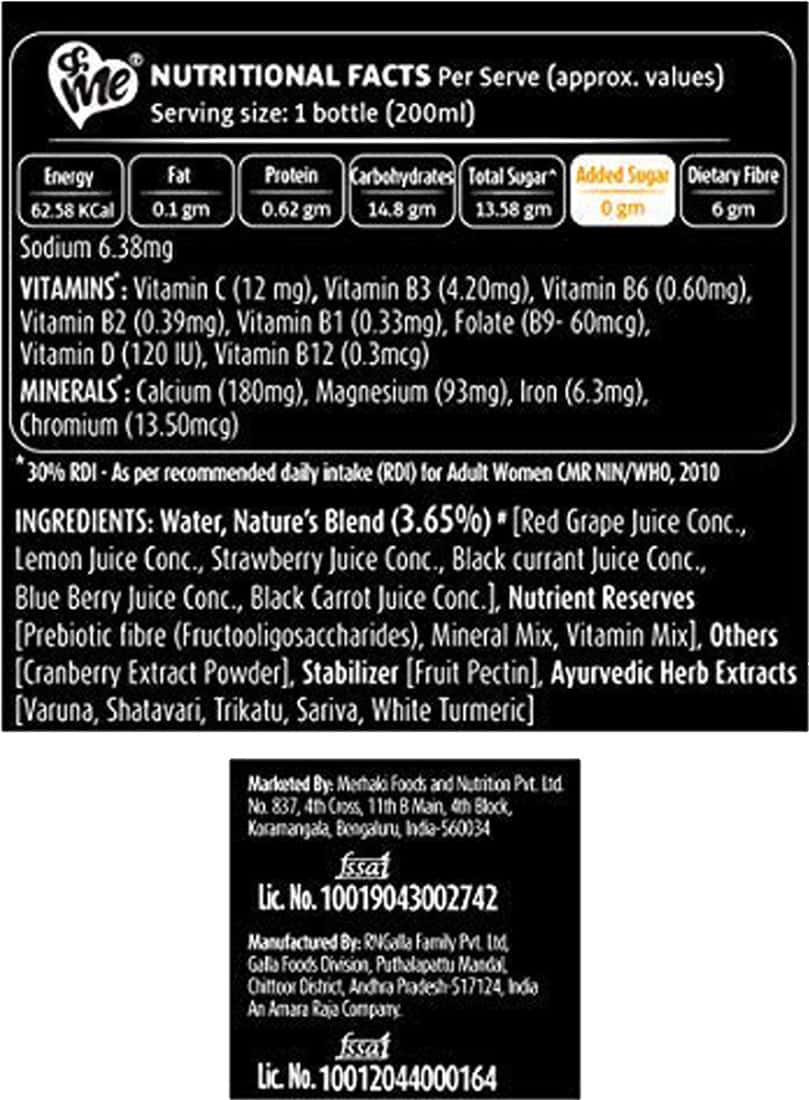 Buy &ME MIXED BERRIES GINGER HERBAL DRINK FOR UTI WITH NO ADDED SUGAR 200 ML Online & Get