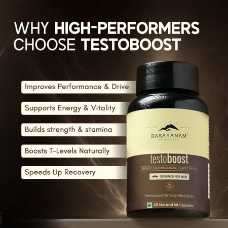 Rasayanam Testoboost For Men | Shilajit | Ashwagandha & Safed Musli (120 Capsules | Pack Of 2)