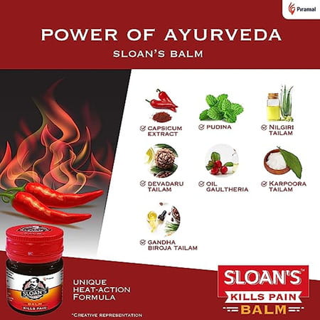 Sloan'S Balm | Kills Severe Pain | Power Of Ayurveda With 5 Herbal Oils | 20gm X Pack Of 2