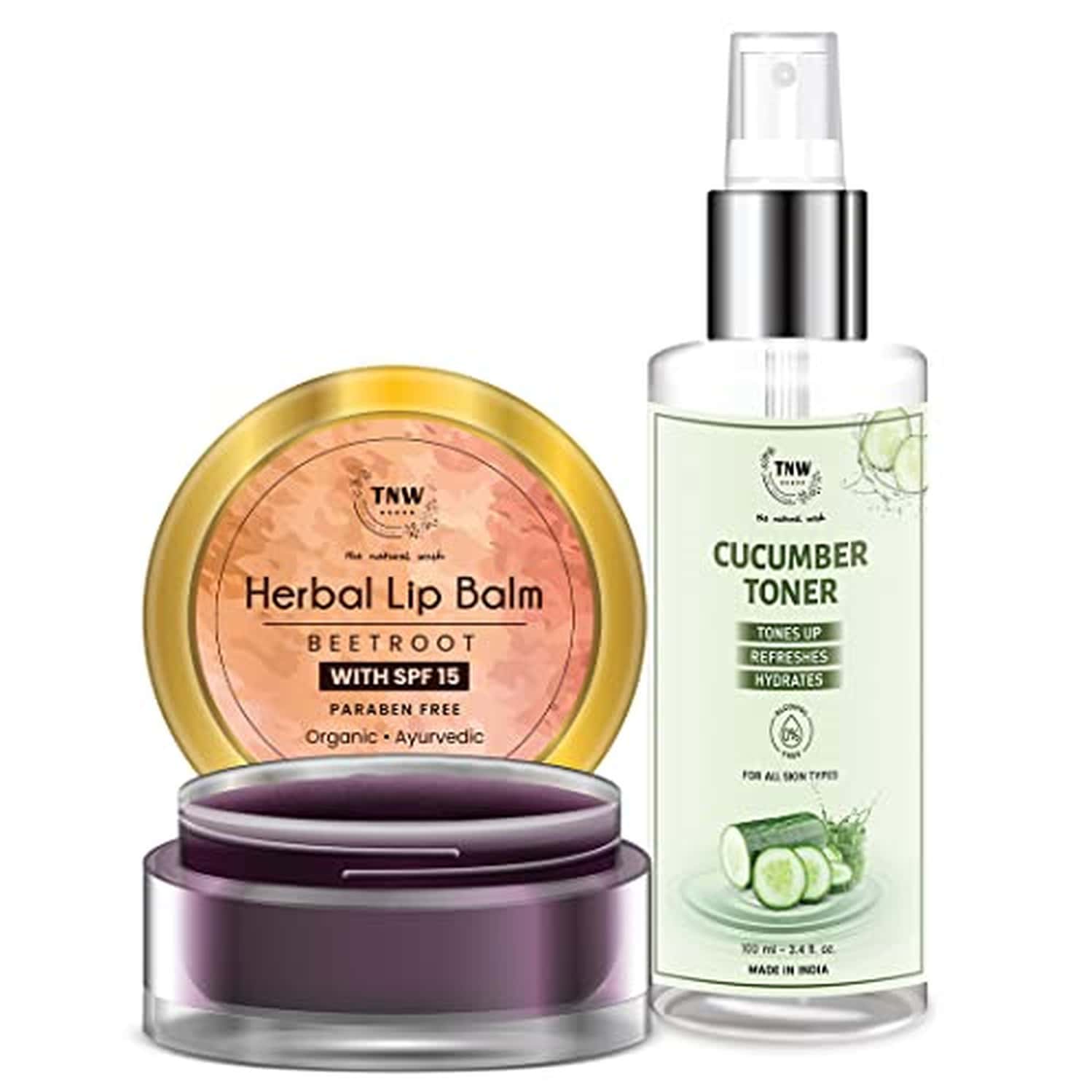 Tnw The Natural Wash Combo Of Cucumber Toner & Beetroot Lip Balm