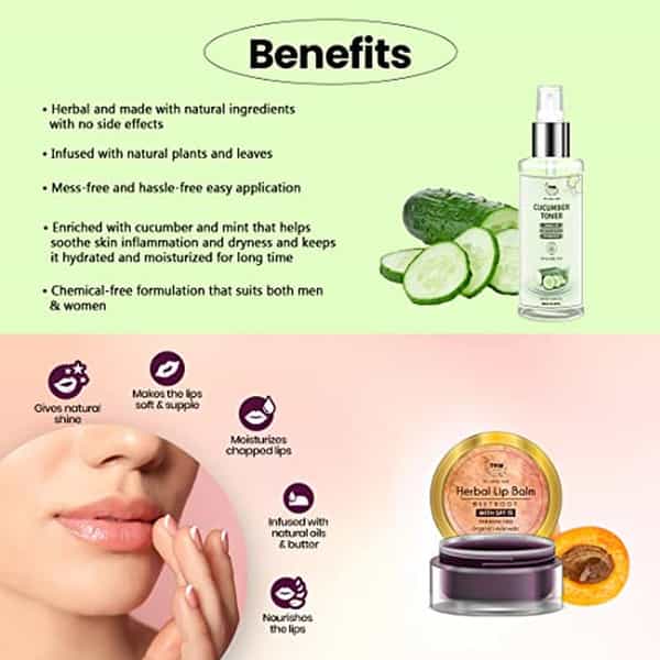 Tnw The Natural Wash Combo Of Cucumber Toner & Beetroot Lip Balm