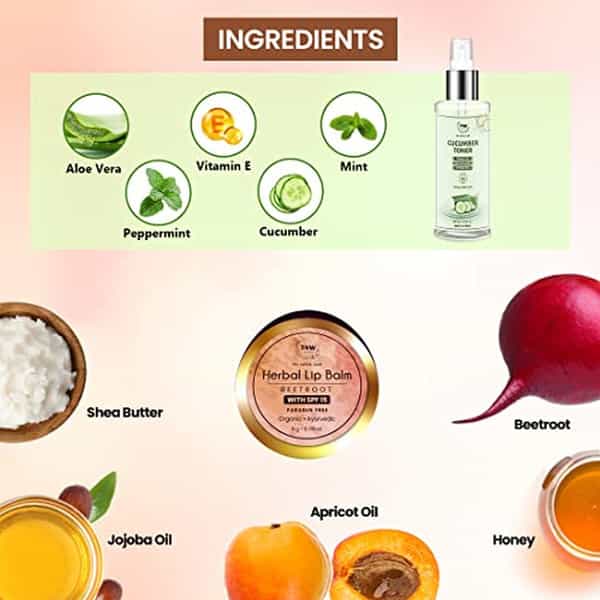 Tnw The Natural Wash Combo Of Cucumber Toner & Beetroot Lip Balm