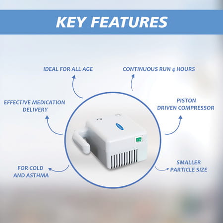 Stergic Lumia-Ec Piston Compressor Nebulizer With Adjustable Flow Medicine Chamber, White