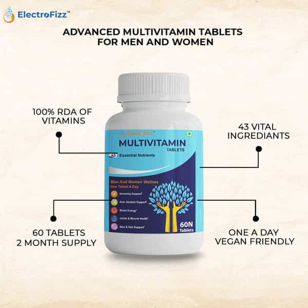 Electrofizz Multivitamin For Men & Women With Omega3 Probiotics - 60 Tablets