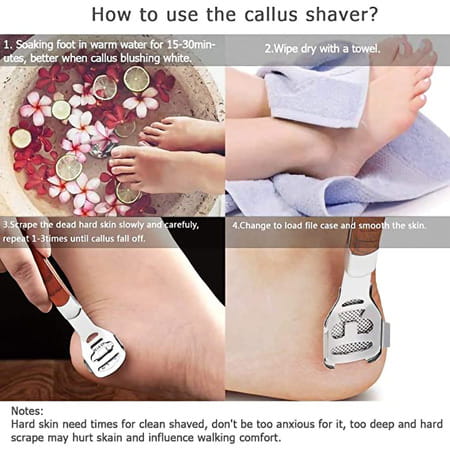 Dr Foot Pedicure Callus Remover| Corn Shaver | Hard Dead Skin Remover|Wooden Handle With 10 Blades