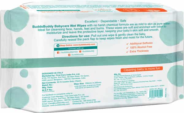Buddsbuddy Cucumber Based Skincare Baby Wet Wipes - 80 Pieces