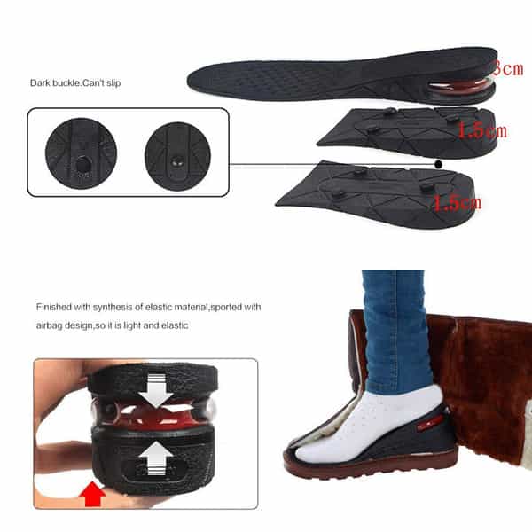 Skudgear Heightening Shoe Insoles Adjustable Shoe Lift Inserts Breathable Pads Unisex 1 Pair -3Layer