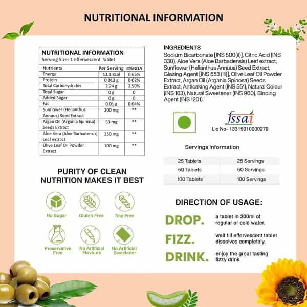 Vegan Greens Plant Based Vitamin E From Sunflower, Aloe Vera, Olive & Argan Oil. 25 Effer., Orange