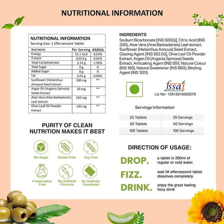 Vegan Greens Plant Based Vitamin E From Sunflower, Aloe Vera, Olive & Argan Oil. 25 Effer., Orange
