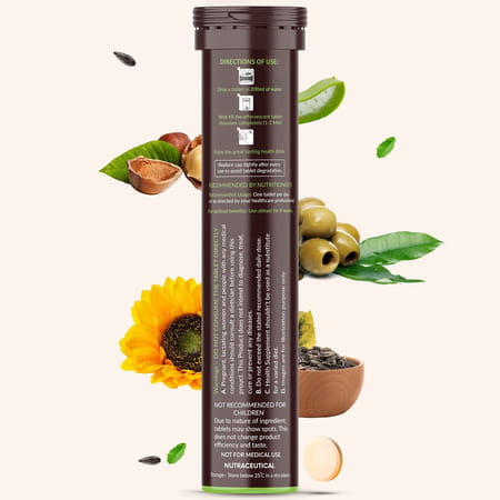 Vegan Greens Plant Based Vitamin E From Sunflower, Aloe Vera, Olive & Argan Oil. 25 Effer., Orange