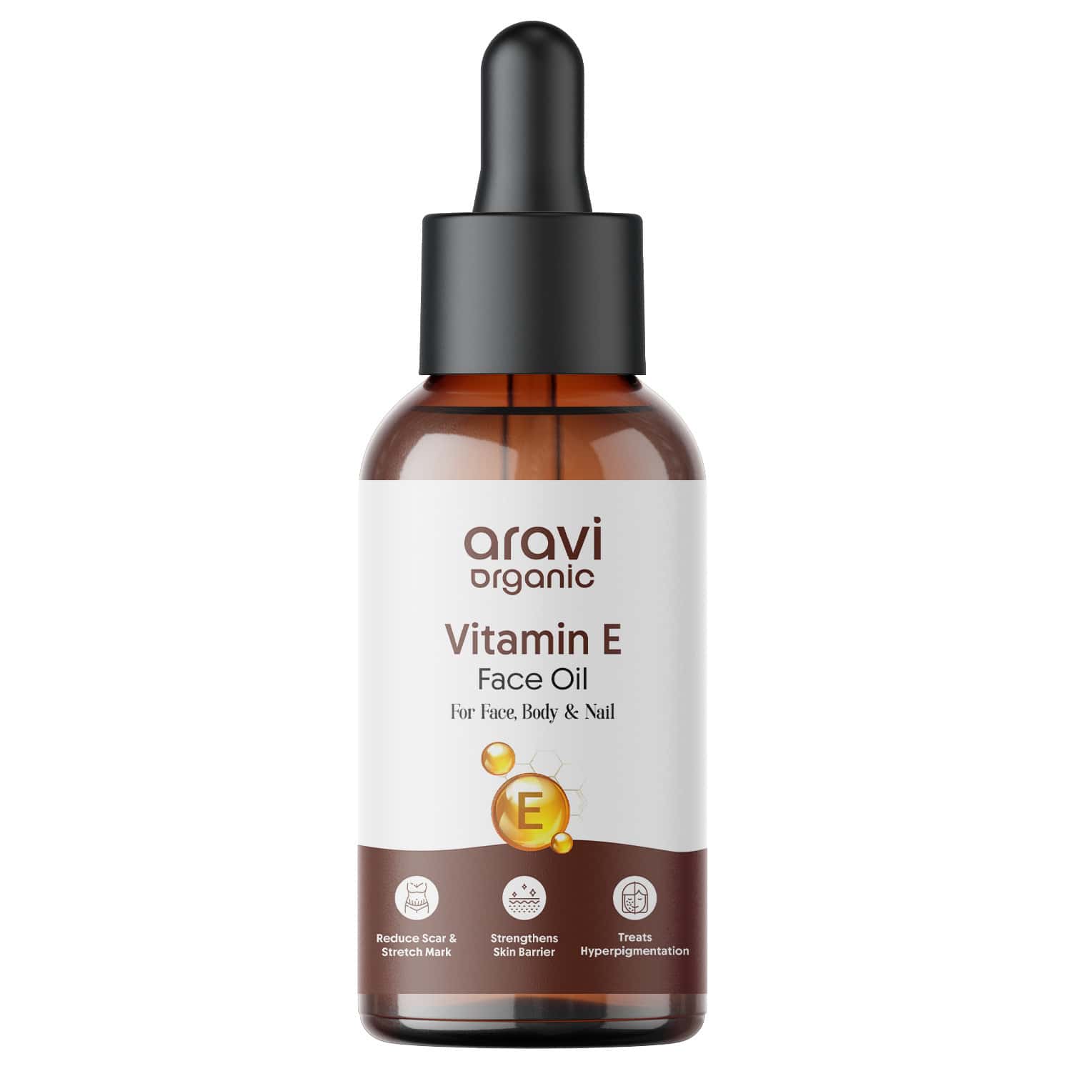Aravi Organic Vitamin E Face Oil For Glowing | Hydrated & Nourished Skin - 30ml