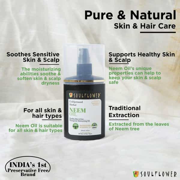 Soulflower Neem Oil For Healthy Skin & Hair - 120Ml