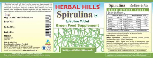 Herbal Hills Spirulina Tablet 60