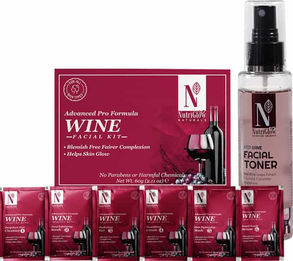 Nutriglow Natural's Advanced Pro Formula Set Of 2 Wine Facial Kit 60Gm & Red Wine Facial Toner 100Ml