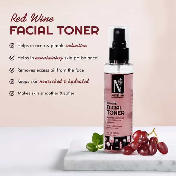 Nutriglow Natural's Advanced Pro Formula Set Of 2 Wine Facial Kit 60Gm & Red Wine Facial Toner 100Ml