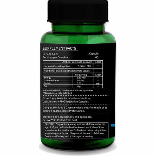 Greenopia Lactobacillus Acidophilus Probiotic 5 Billion Cfu 60 Vegetarian Capsules