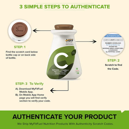 Myfitfuel Natural Vitamin C With Zinc | Plant Based Amla Extract | (1000 Mg) | 100 Capsules