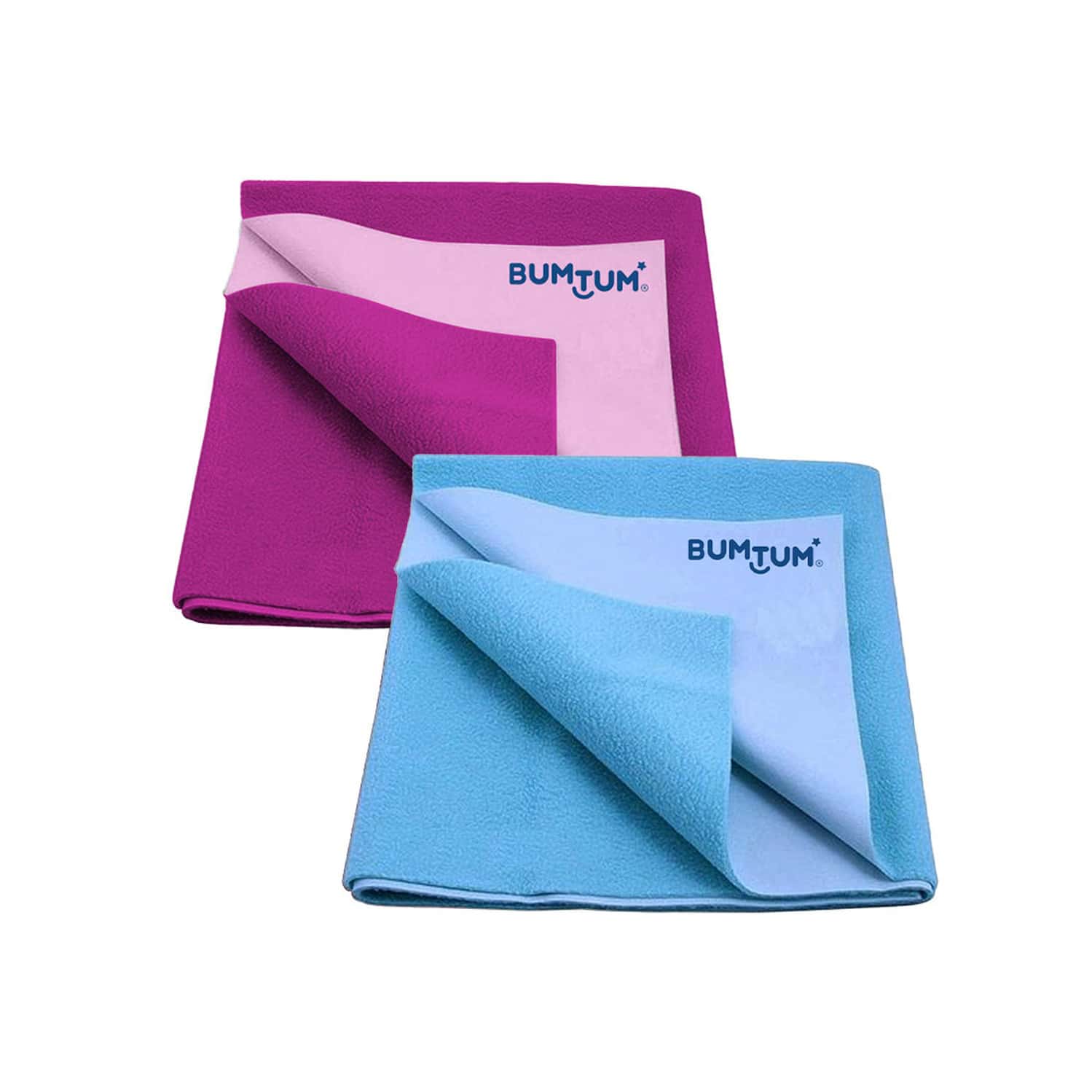 Bumtum Dry Sheet Leakproof Baby Bed Protector (Grape + Aqua Blue Small Size 50*70cm|Pack Of 2)
