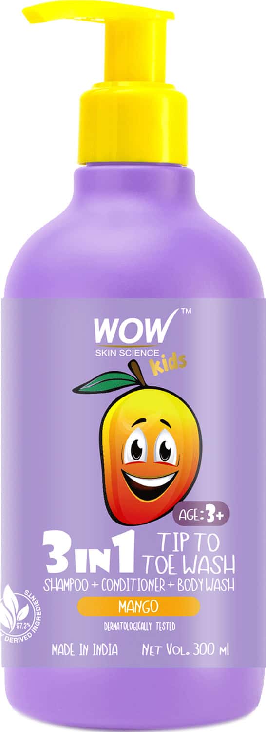 Wow Skin Science Kids 3 In 1 Tip To Toe Wash - 300 Ml Mango