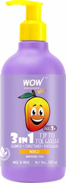 Wow Skin Science Kids 3 In 1 Tip To Toe Wash - 300 Ml Mango