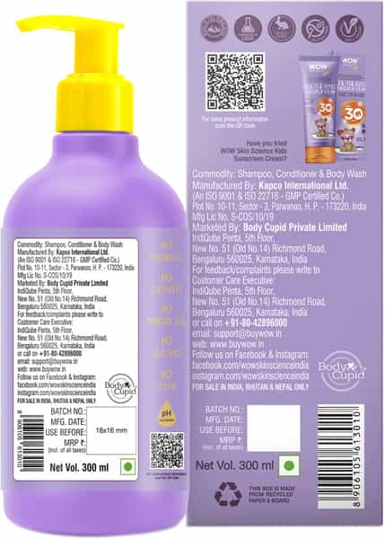 Wow Skin Science Kids 3 In 1 Tip To Toe Wash - 300 Ml Mango