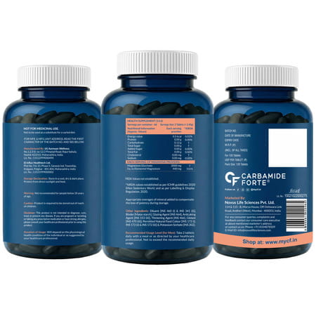 Carbamide Forte Chelated Magnesium Glycinate Supplement | Supports Muscle Recovery - 120 Tablets