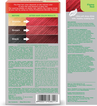 Nisha Creme Hair Color Flame Red 150g Pack Of 2 | Permanent Hair Colour | 100% Grey Coverage