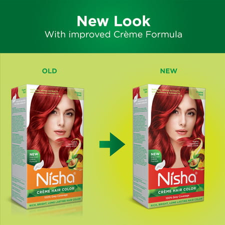 Nisha Creme Hair Color Flame Red 150g Pack Of 2 | Permanent Hair Colour | 100% Grey Coverage