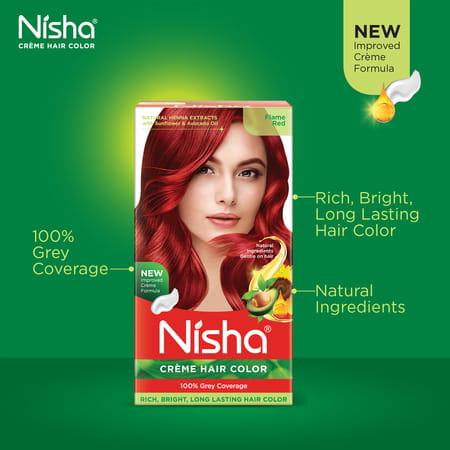 Nisha Creme Hair Color Flame Red 150g Pack Of 2 | Permanent Hair Colour | 100% Grey Coverage