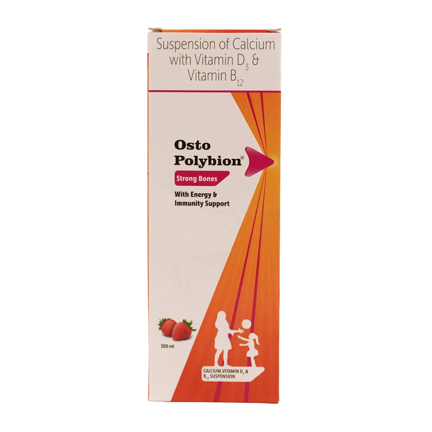 Osto Polybion Strawberry Flavour Syrup | Supports Bone Development| 300 Ml