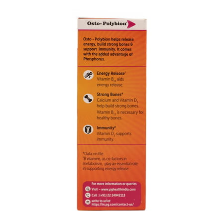 Osto Polybion Strawberry Flavour Syrup | Supports Bone Development| 300 Ml