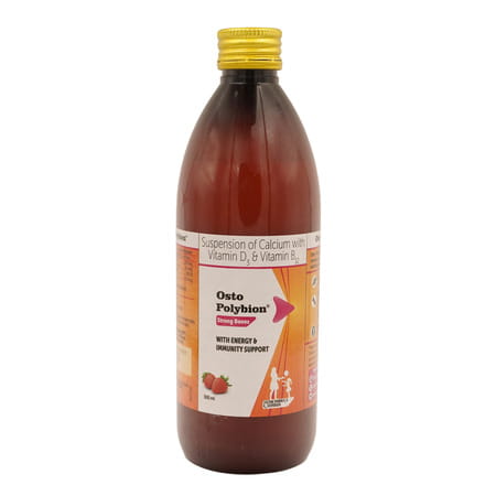 Osto Polybion Strawberry Flavour Syrup | Supports Bone Development| 300 Ml
