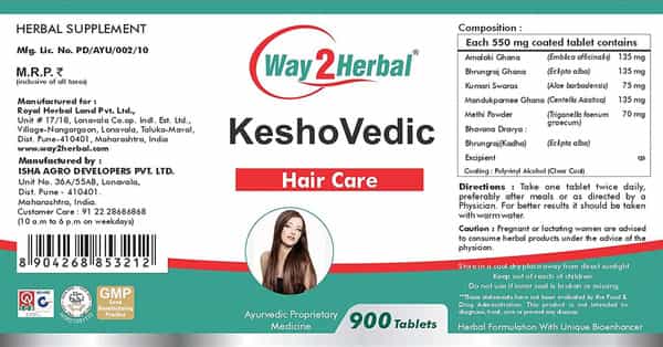 Way2herbal Keshovedic - 900 Tablets Pack Of 2
