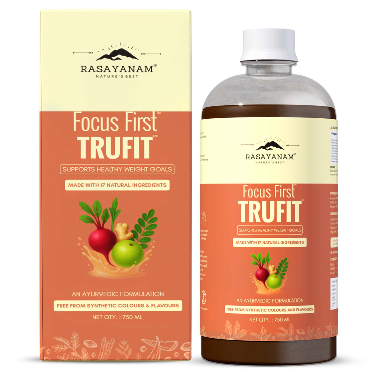 Rasayanam Trufit Juice| Herbal Weight Support | Garcinia | Green Tea | Amla & Moringa | 750ml