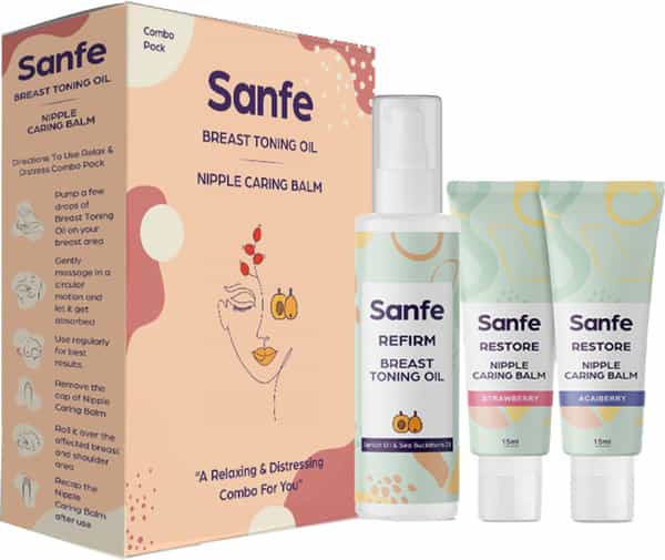 Sanfe Relaxing And Distressing Combo (Breast Toning Oil 100 Ml +Nipple Caring Balm 60 Ml)