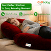 Oyo Baby C Shaped Pregnancy Pillow For Sleeping With Washable Premium Velvet Cover (Maroon)
